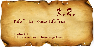 Kürti Ruszlána névjegykártya